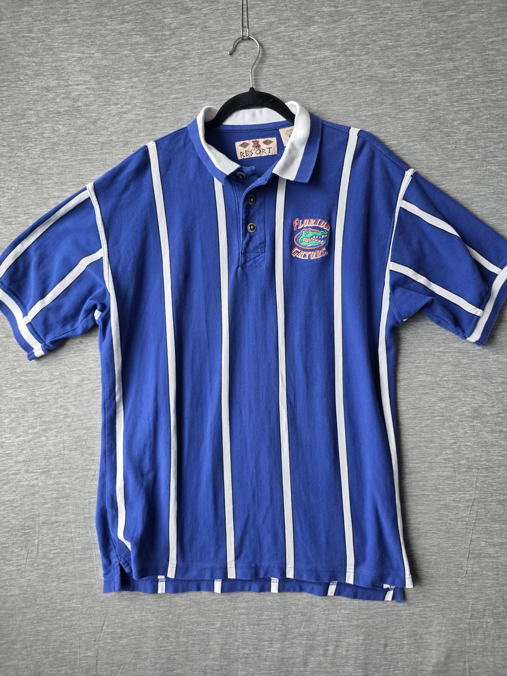 Vintage Florida Gators Polo Shirt Men’s XL Blue White Stripe Embroidered NCAA